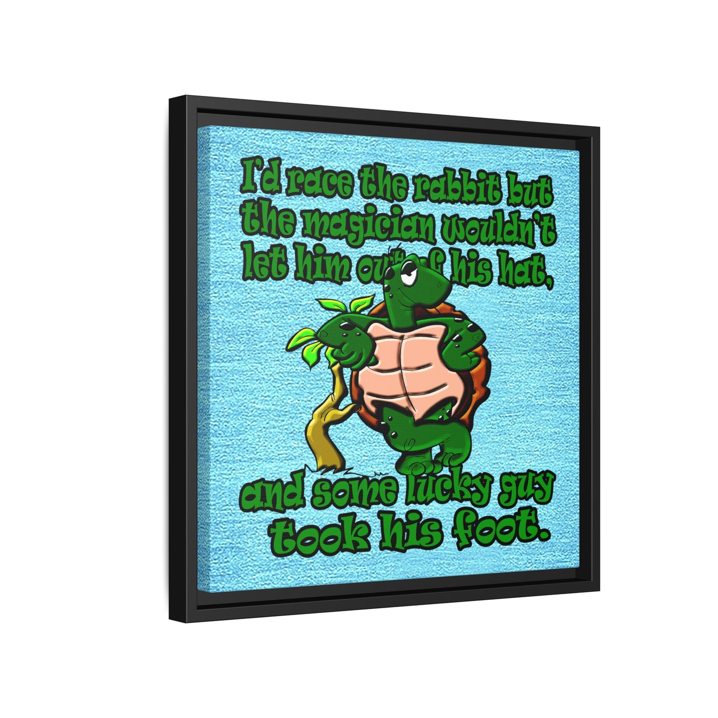 turtle race - framed canvas art (faded blue)