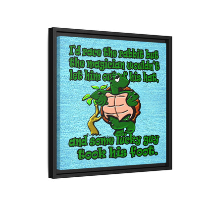turtle race - framed canvas art (faded blue)
