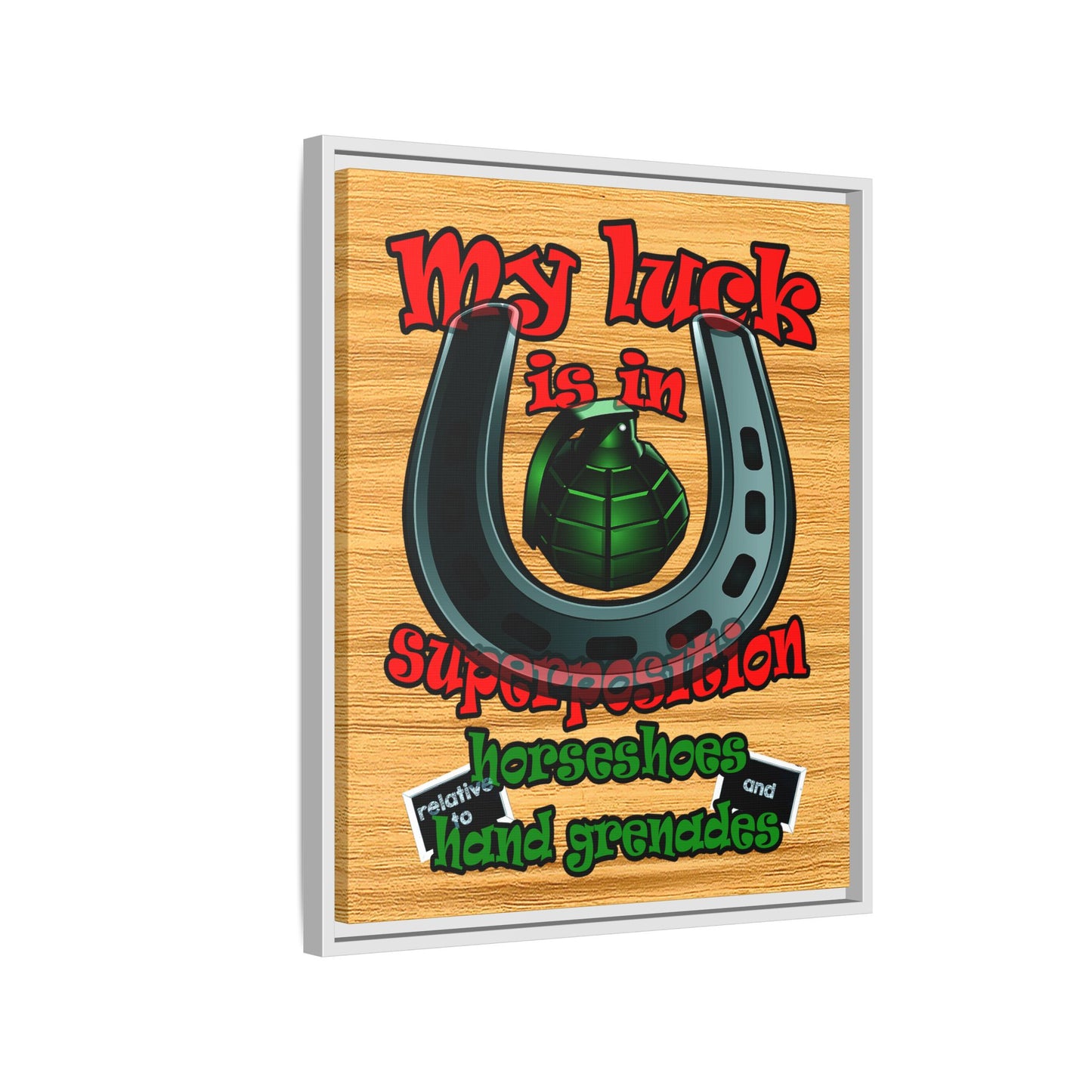 my luck - framed canvas art (butterscotch wood finish)