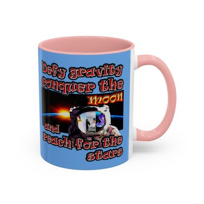 defy conquer reach - Accent Mug (light blue)