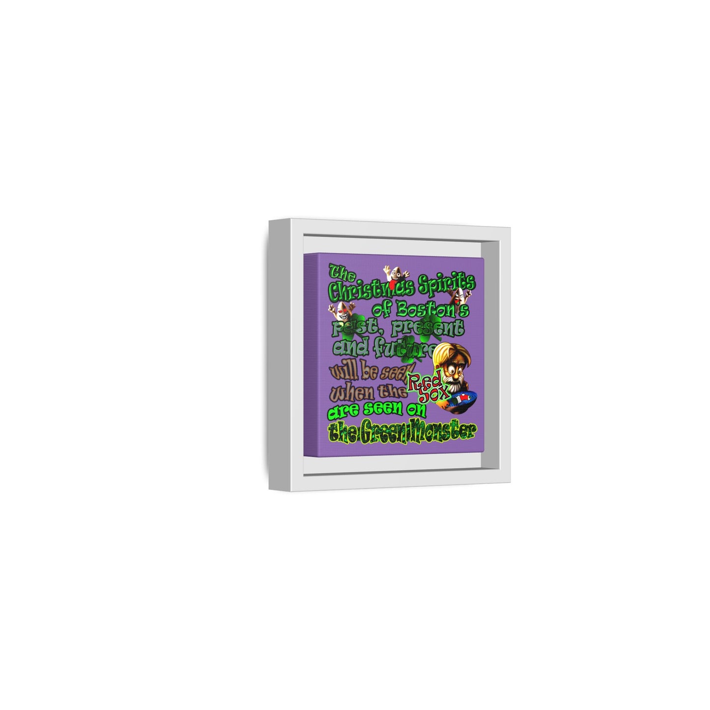 christmas spirits of boston - framed canvas art (light purple)