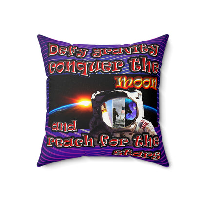defy conquer reach - Faux Suede Square Pillow - (purple wave)