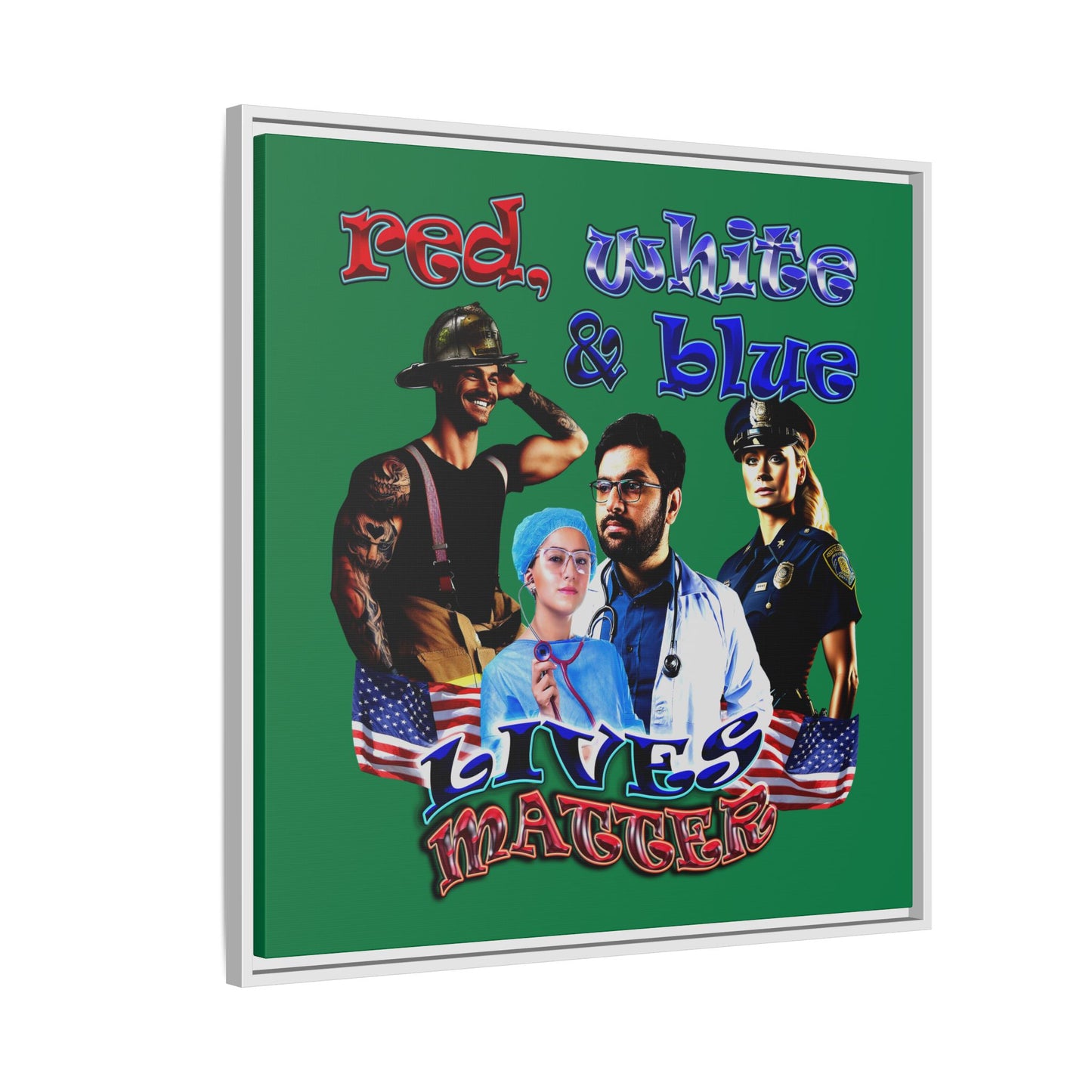rw&b lives matter - framed canvas art (dark green)