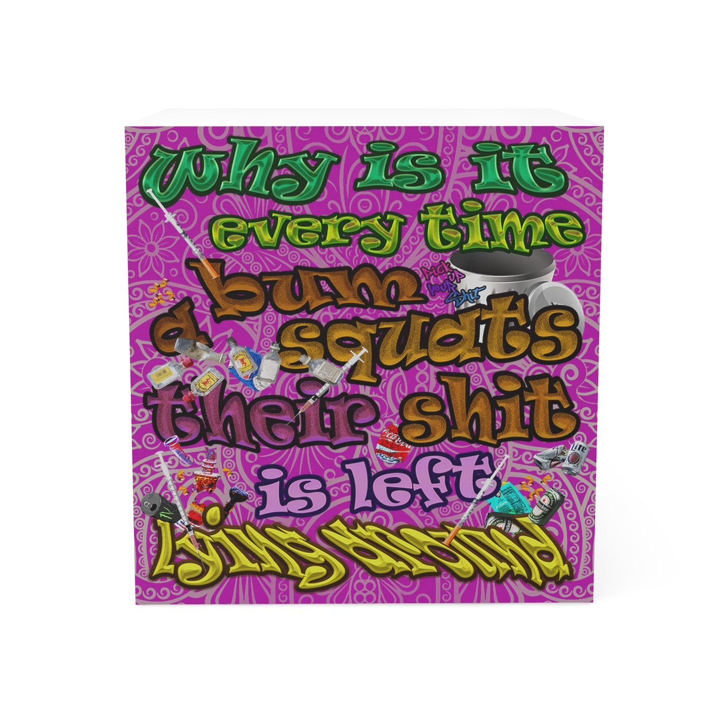 the bum's shit - note cube (pink swirl)