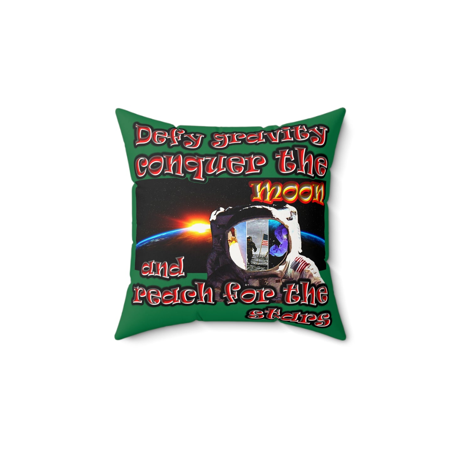 defy conquer reach - Faux Suede Square Pillow - (dark green)
