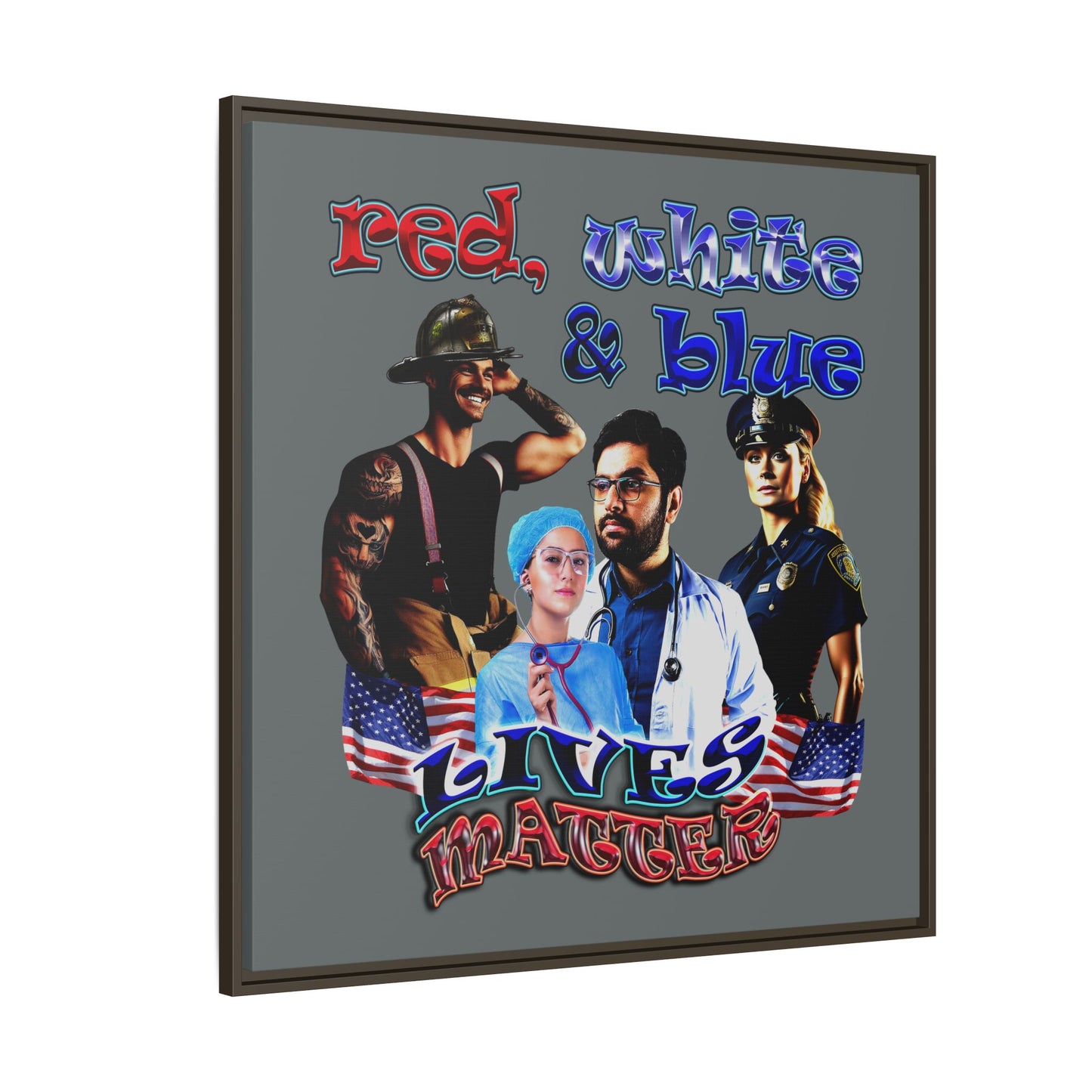 rw&b lives matter - framed canvas art (dark grey)