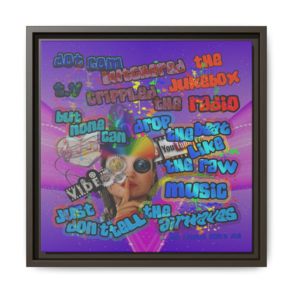 drop the beat - framed canvas art (purple-pink wave)