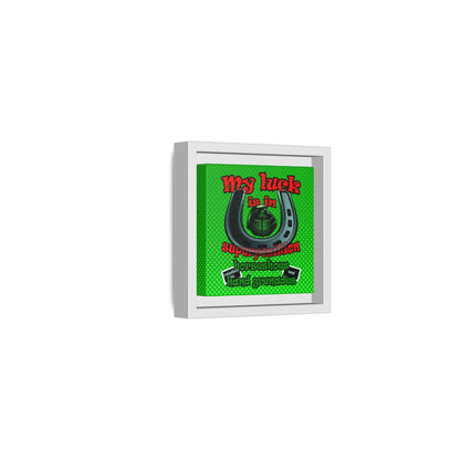 my luck - framed canvas art (logo green)