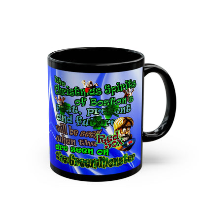 christmas spirits of boston - Black Mug (blue-white wave)