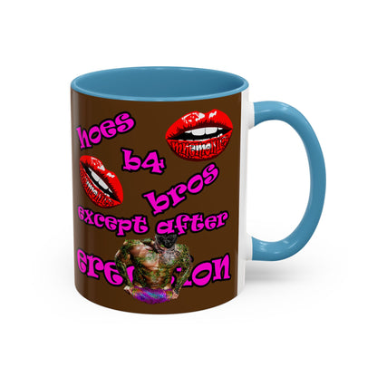 hoes b4 bros - Accent Mug (brown)