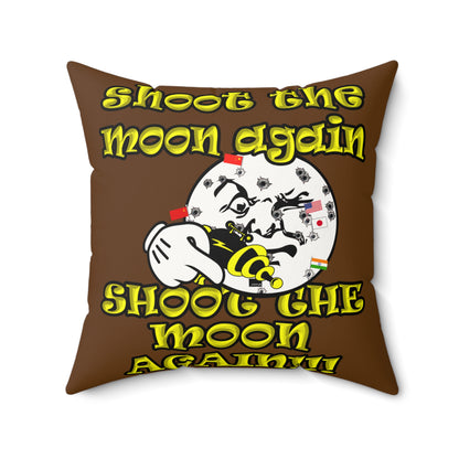 shoot the moon again - Faux Suede Square Pillow - (brown)