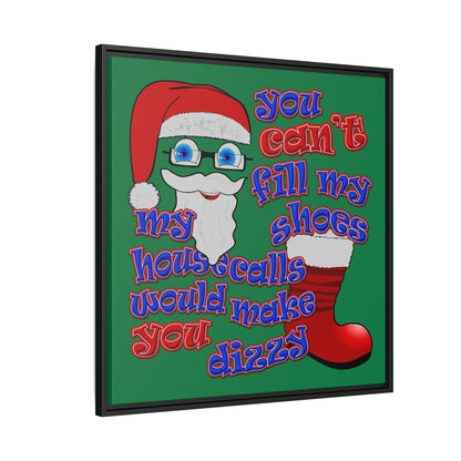 santa's shoes - framed canvas art (dark green)