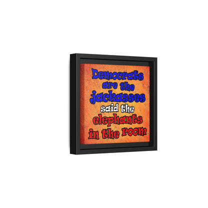 donkeys and elephants - framed canvas art (burnt orange)