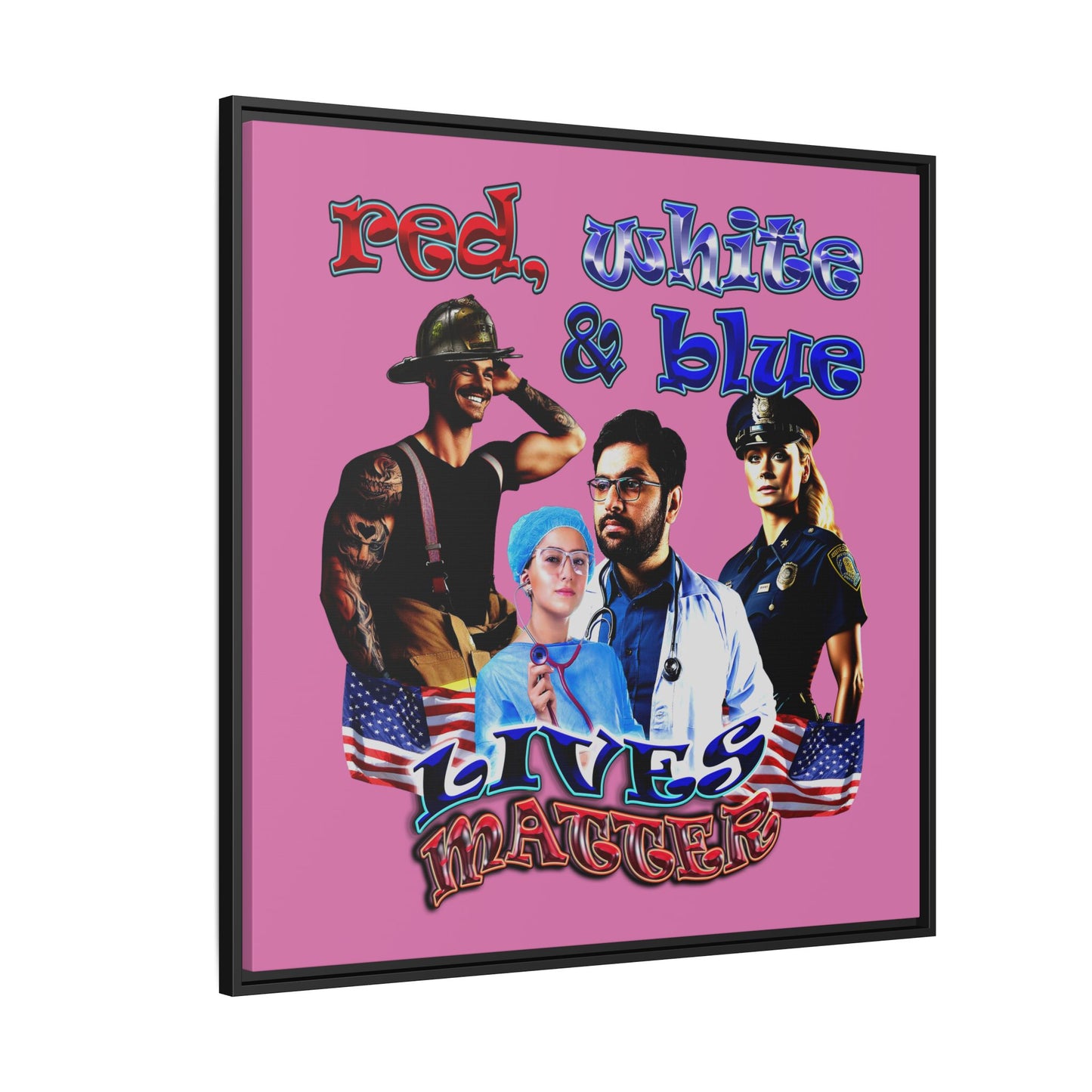 rw&b lives matter - framed canvas art (light pink)