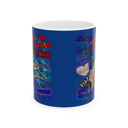drop the beat - White Mug (dark blue)