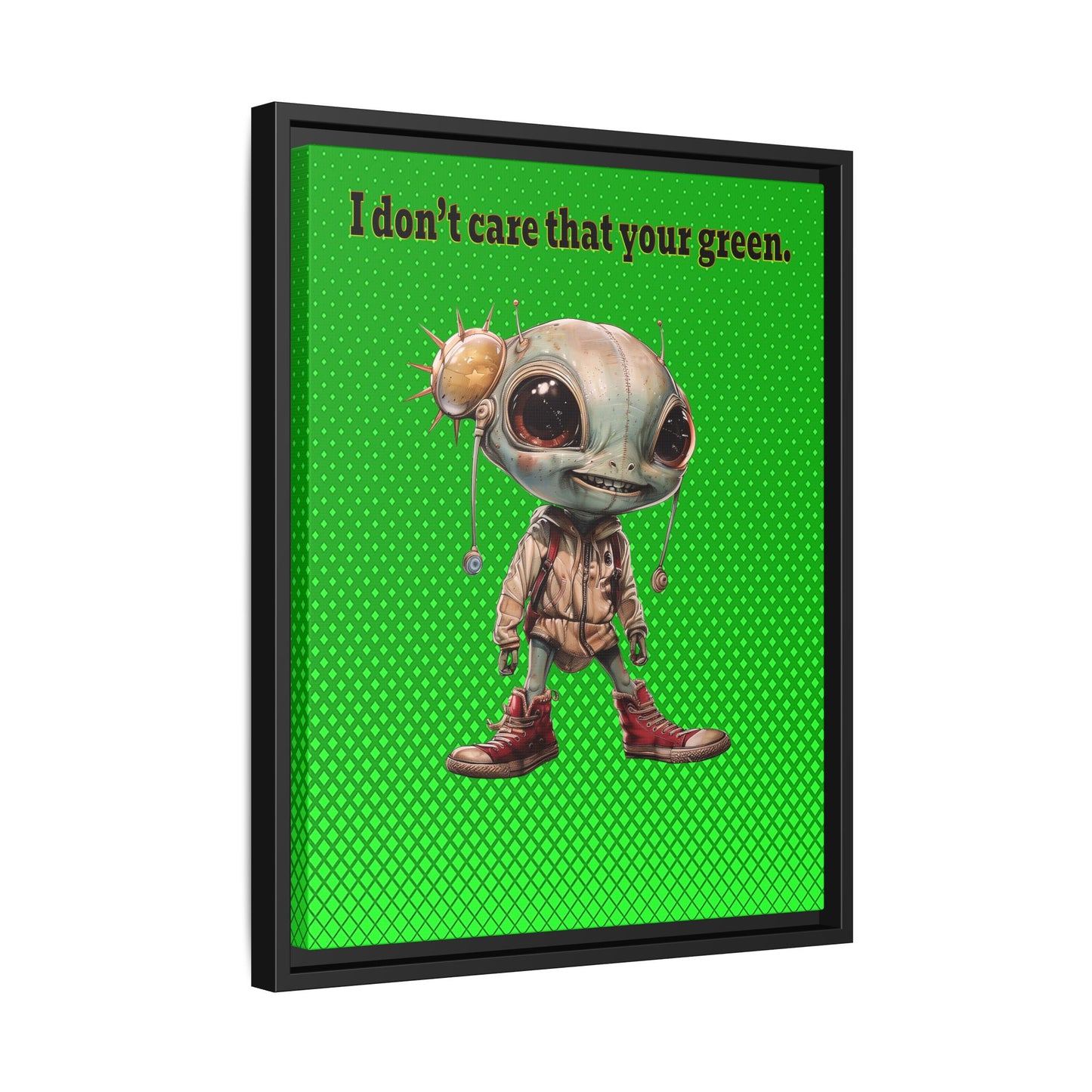 I don't care that your green - framed canvas art (logo green)