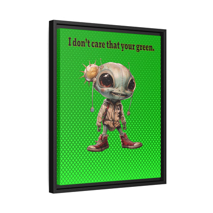 I don't care that your green - framed canvas art (logo green)