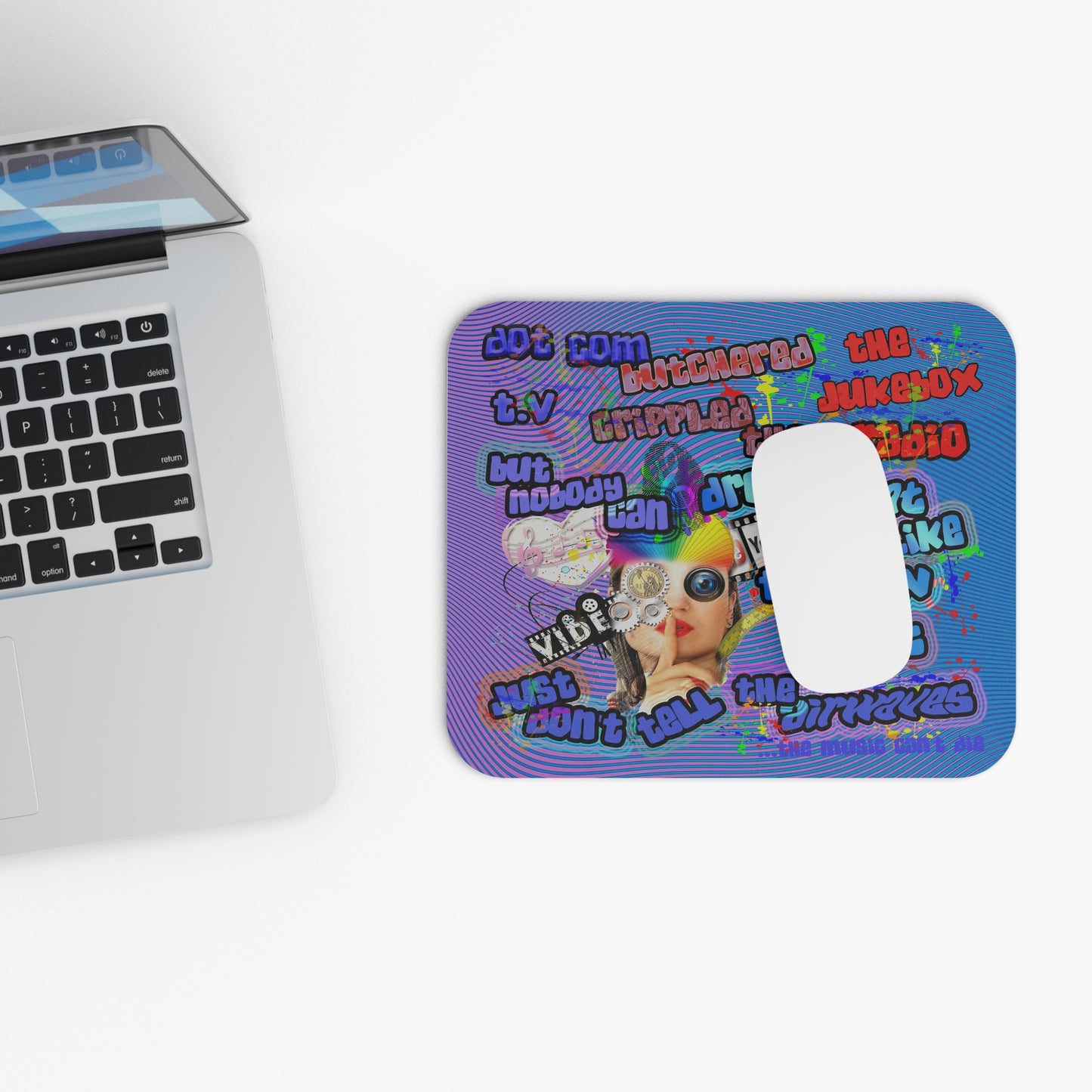 drop the beat - Mouse Pad (Rectangle) (light blue-purple wave)
