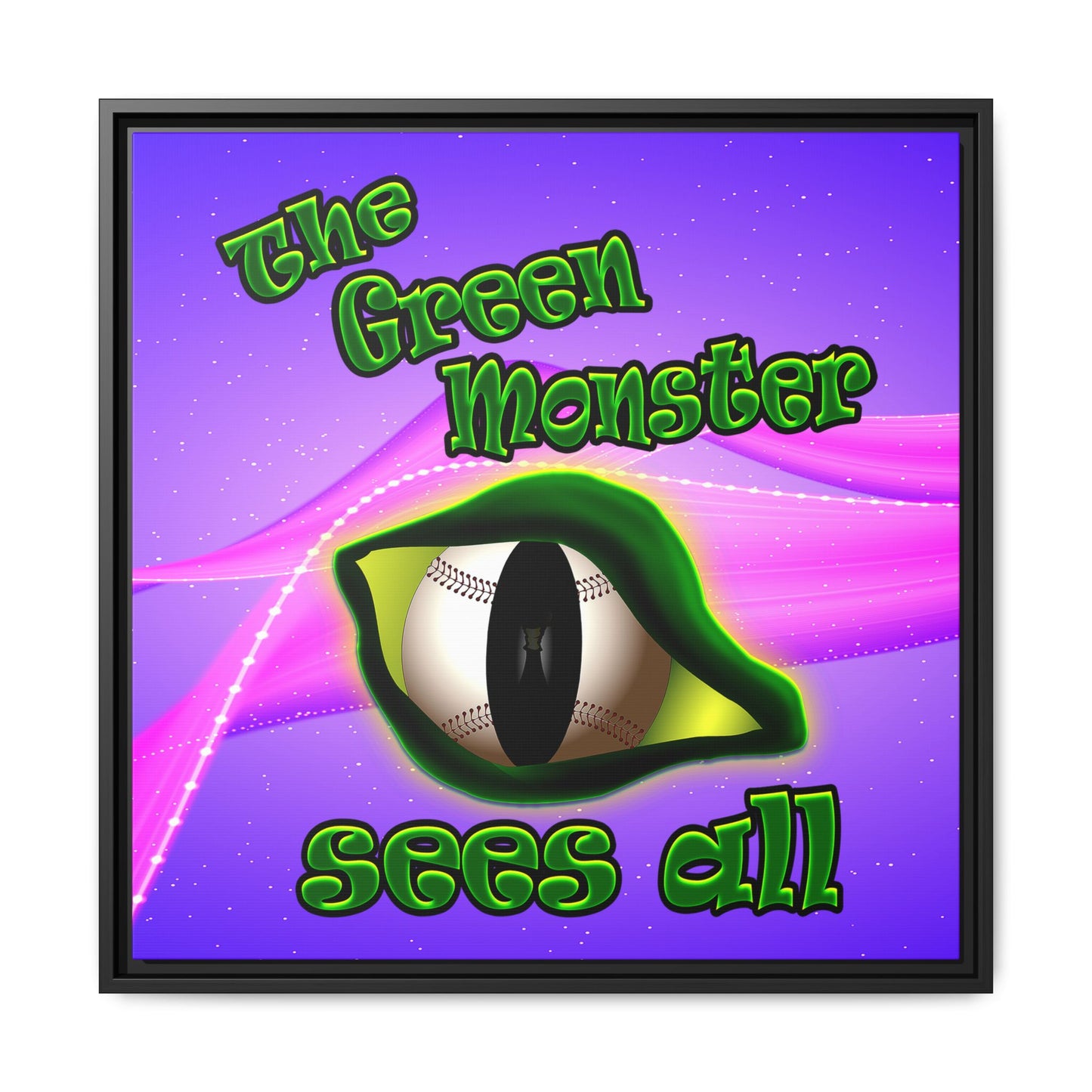 green monster - framed canvas art (purple-pink wave)