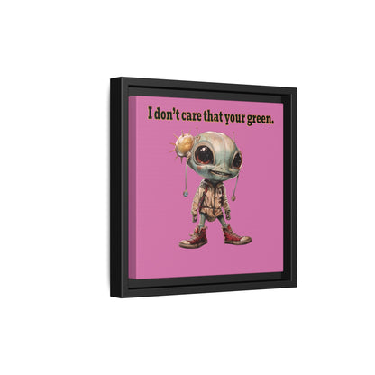 I don't care that your green - framed canvas art (light pink)