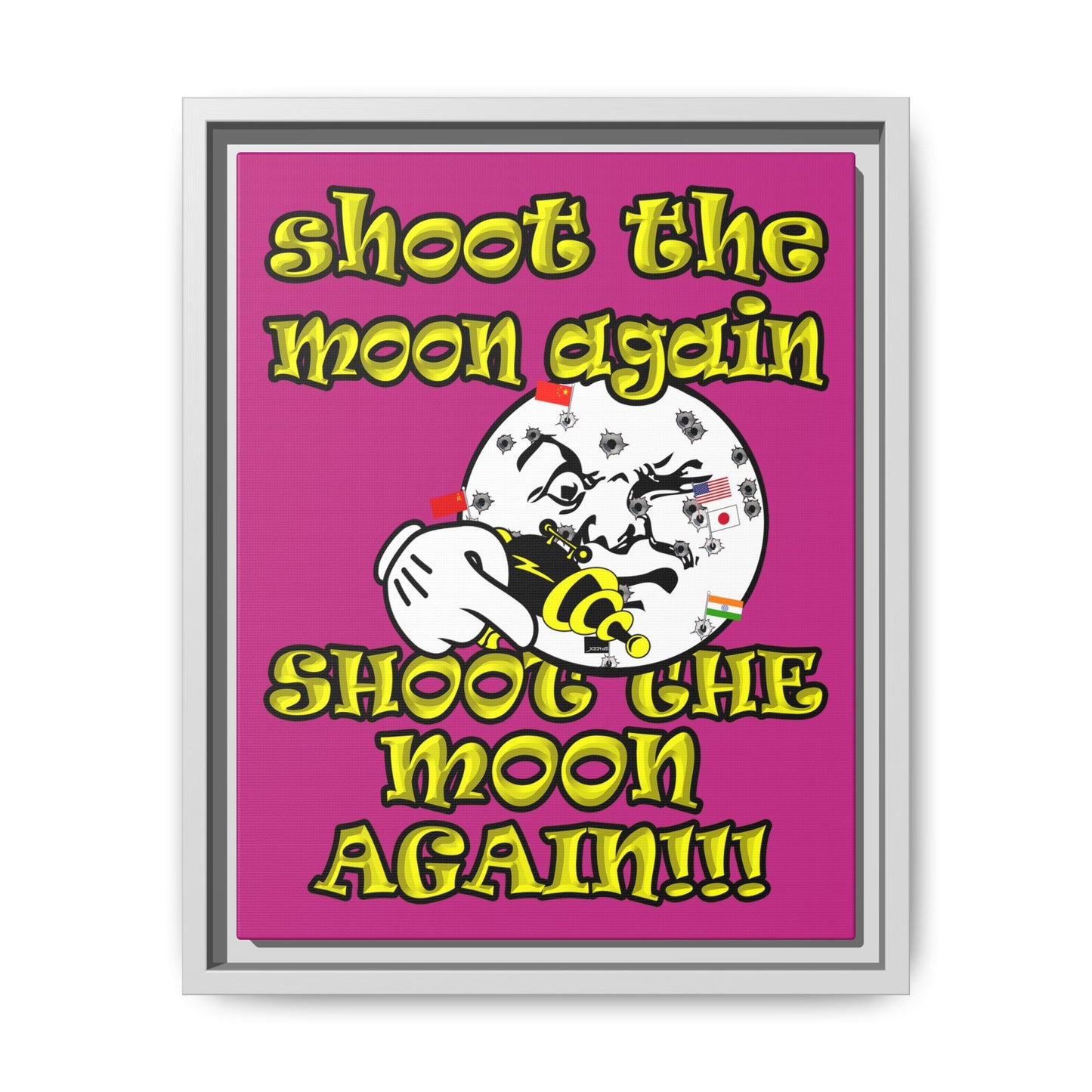 shoot the moon again - framed canvas art (pink)