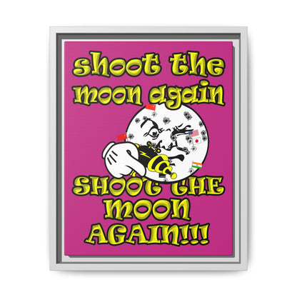 shoot the moon again - framed canvas art (pink)