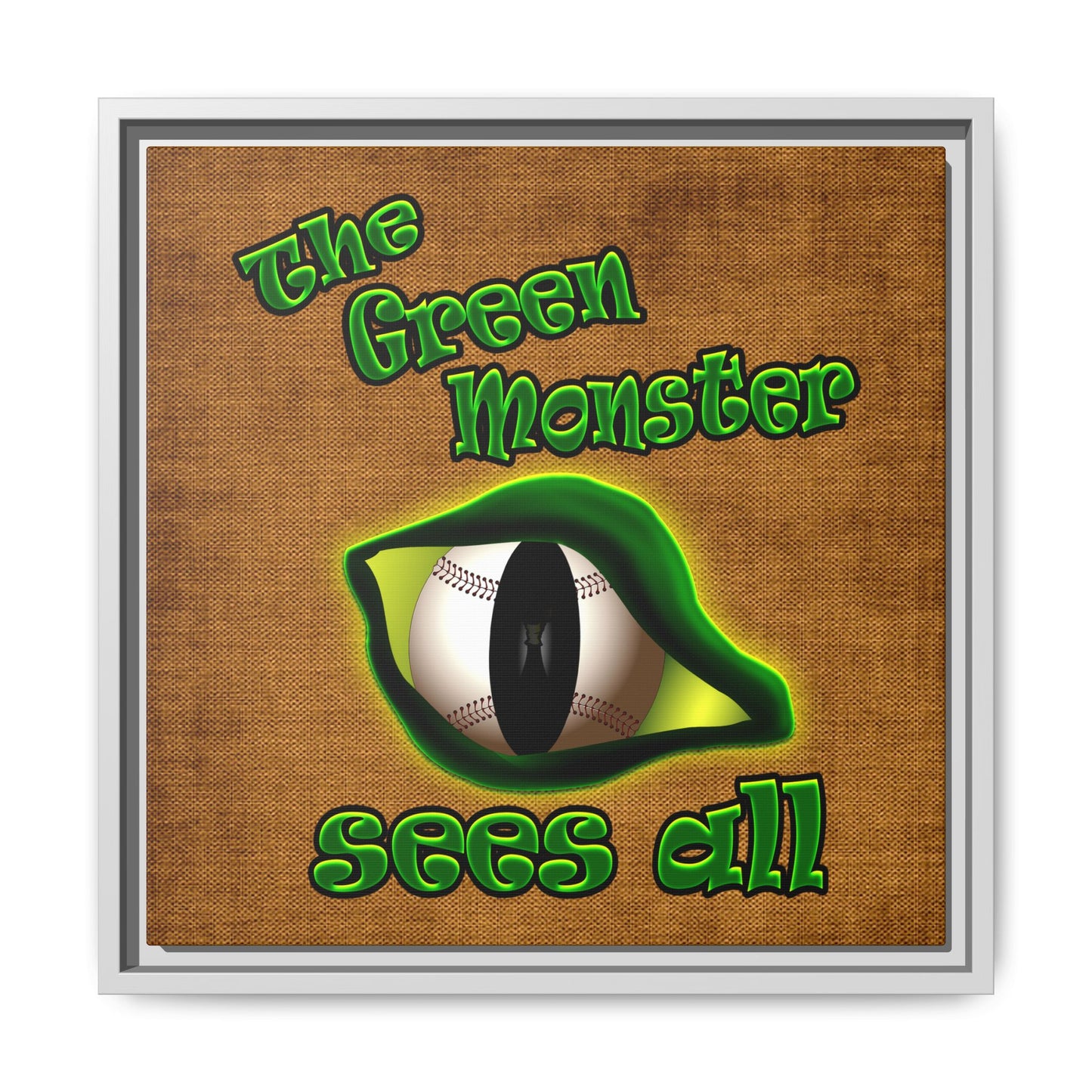 green monster - framed canvas art (brown papyrus)