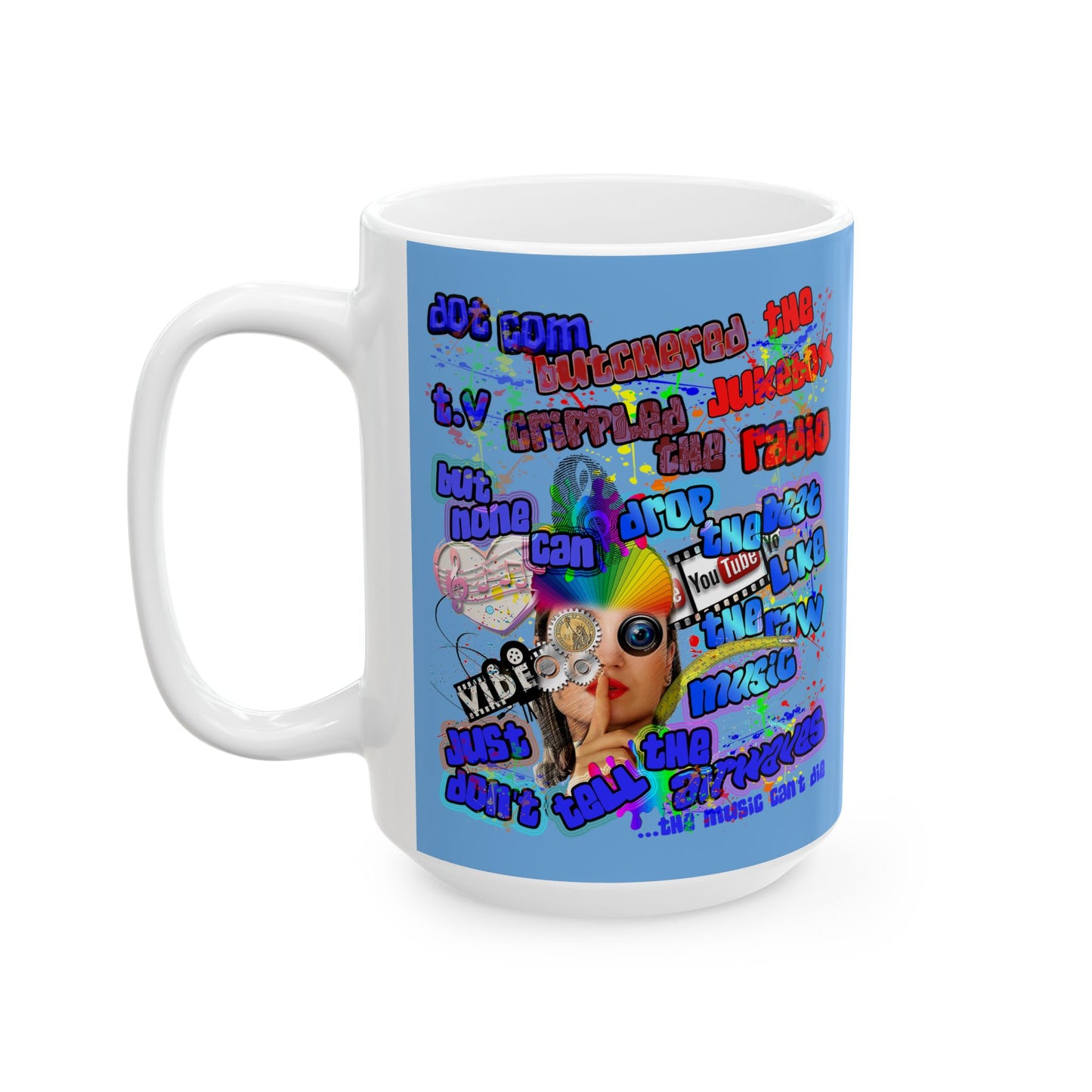drop the beat - White Mug (light blue)