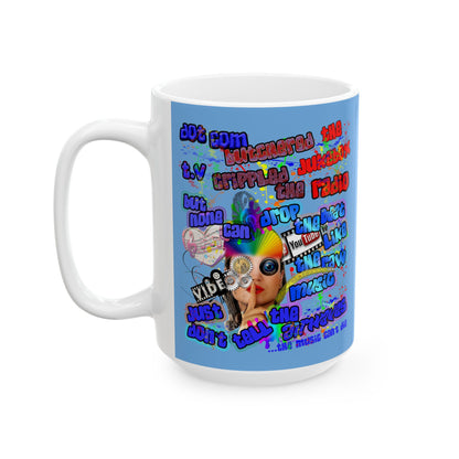 drop the beat - White Mug (light blue)