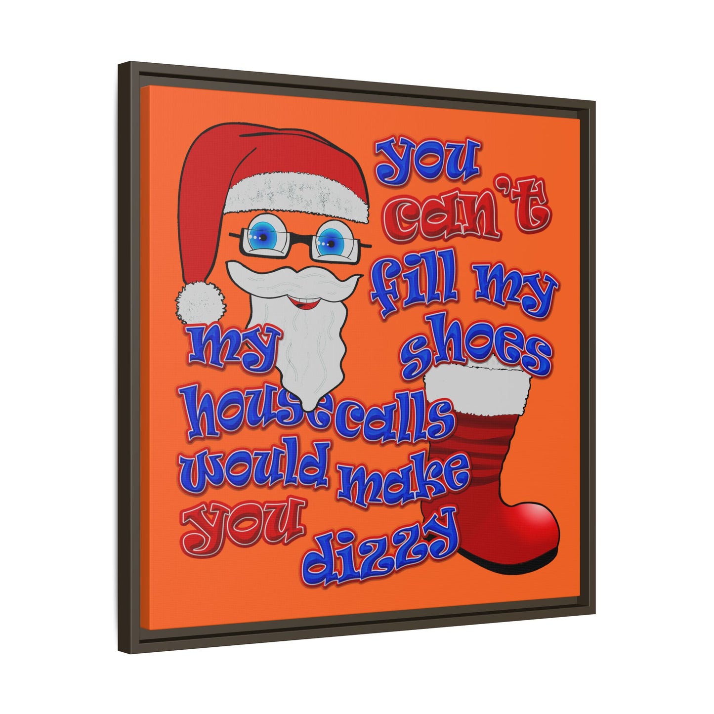 santa's shoes - framed canvas art (orange)