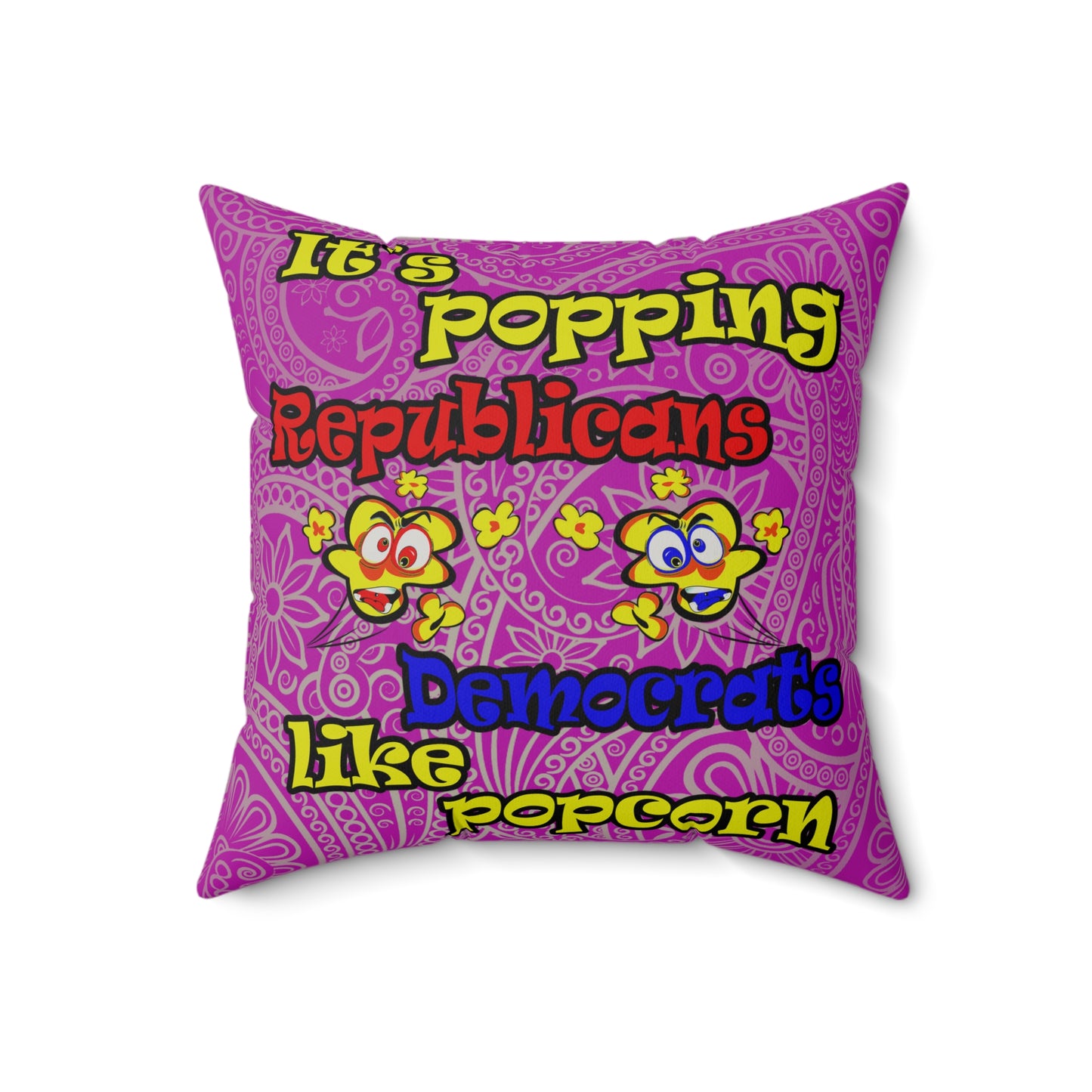 popping like popcorn - Faux Suede Square Pillow - (pink swirl)