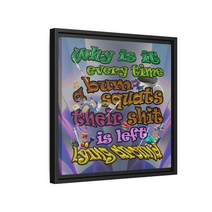 the bum's shit - framed canvas art (grey-pink wave)