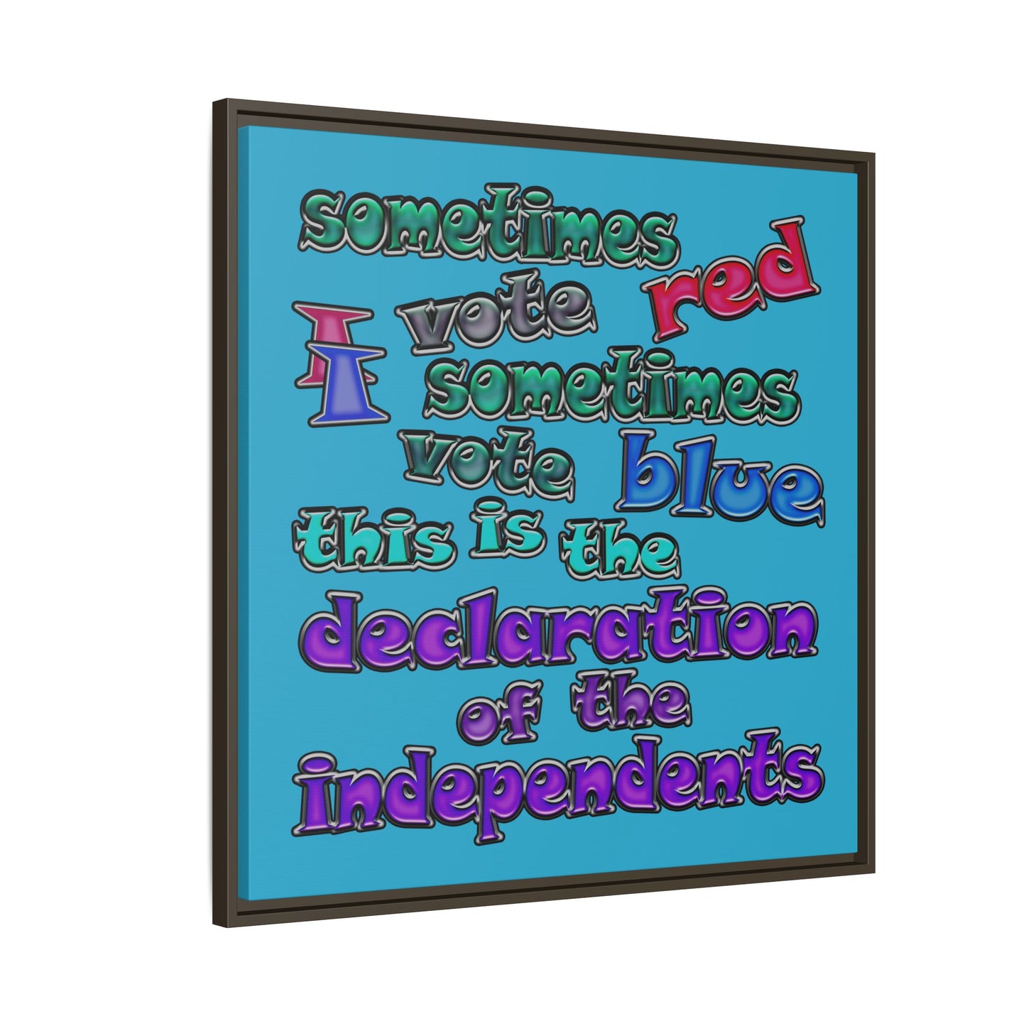 declaration of the independents - framed canvas art (turquoise)