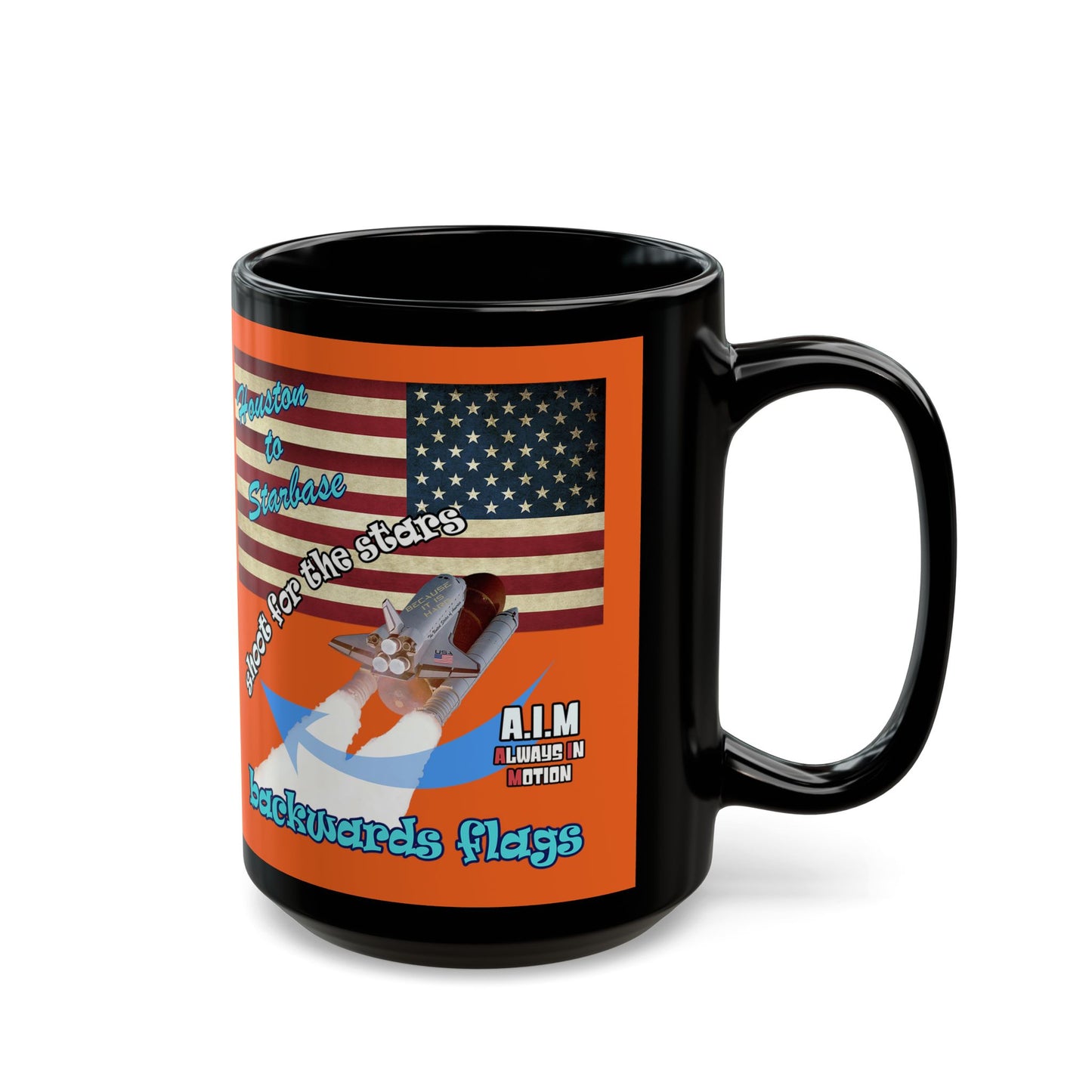 shoot for the stars - Black Mug (orange)