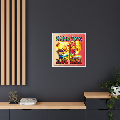 love peace - framed canvas art (yellow-orange wave)