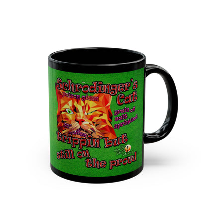 schrodinger's cat - Black Mug (green turf)