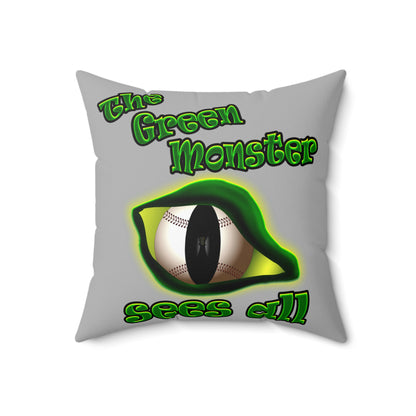green monster - Spun Polyester Square Pillow - (light grey)