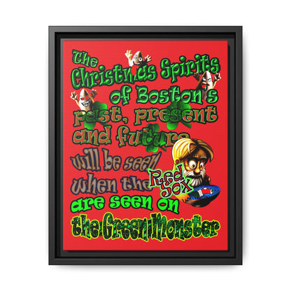 christmas spirits of boston - framed canvas art (red)