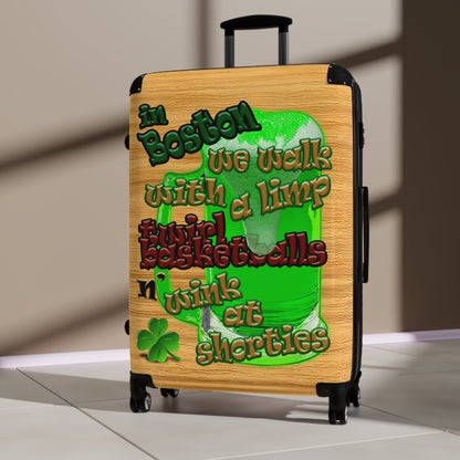 celtics logo - Suitcase (butterscotch wood finish)