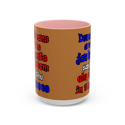 donkeys and elephants - Accent Mug (light brown)