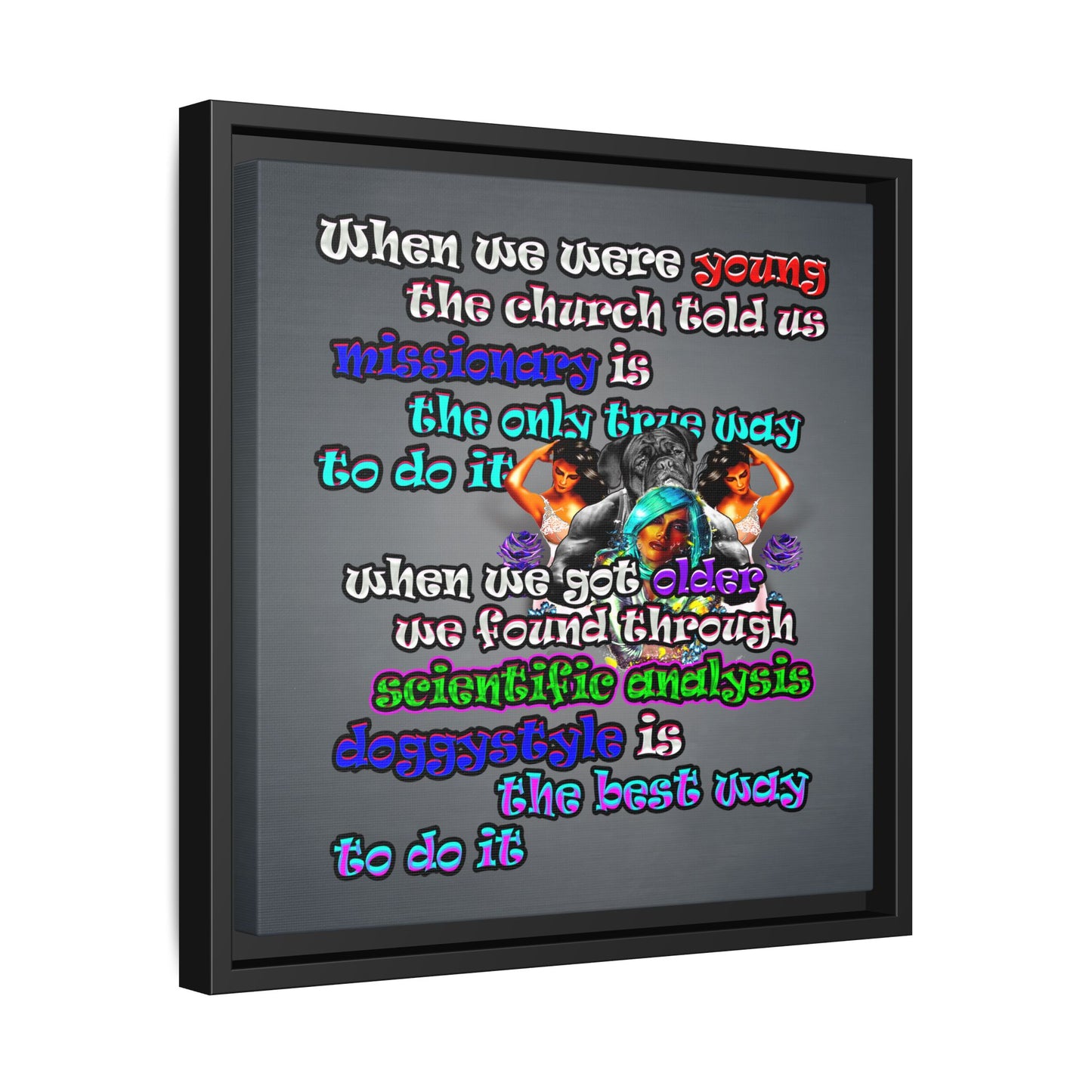 doggystyle - framed canvas art (grey-light grey)