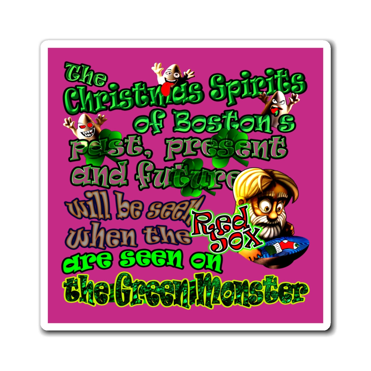 christmas spirits of boston - Magnets - (pink)