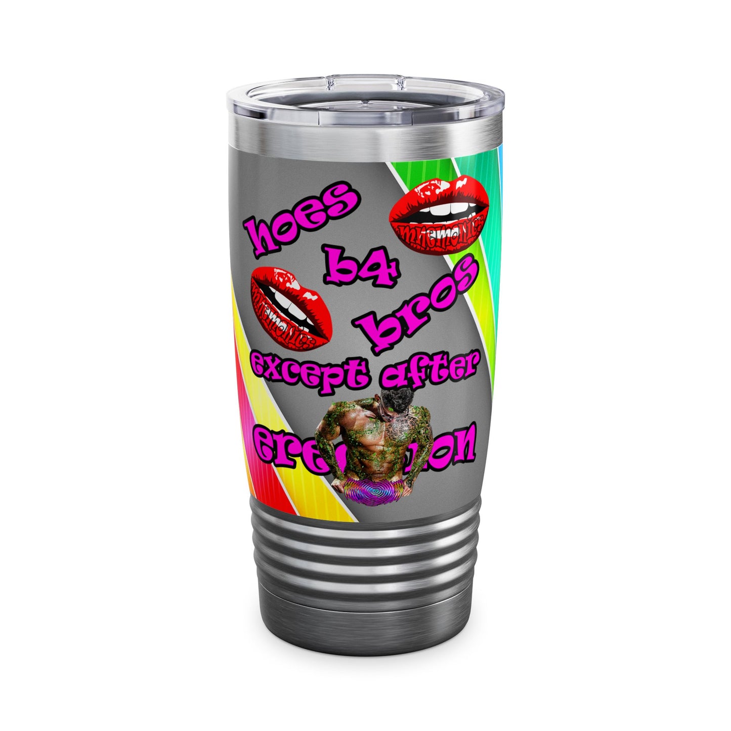 hoes b4 bros - Ringneck Tumbler, 20oz (rainbow split)