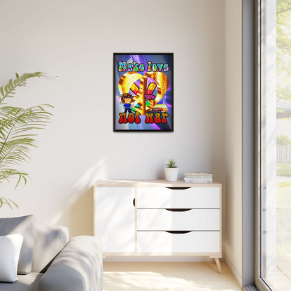 love peace - framed canvas art (grey-pink wave)