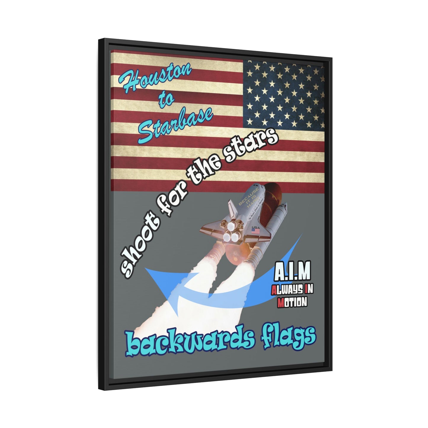 shoot for the stars - framed canvas art (dark grey)