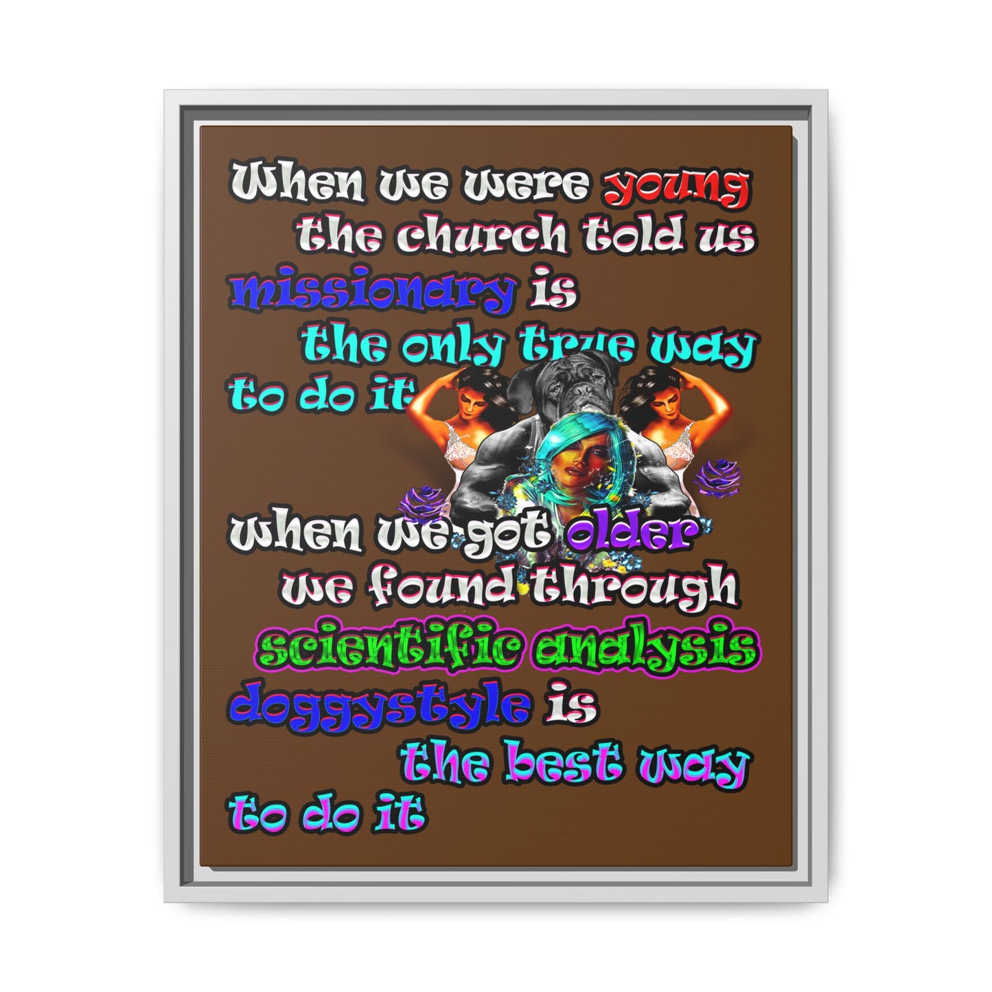 doggystyle - framed canvas art (brown)