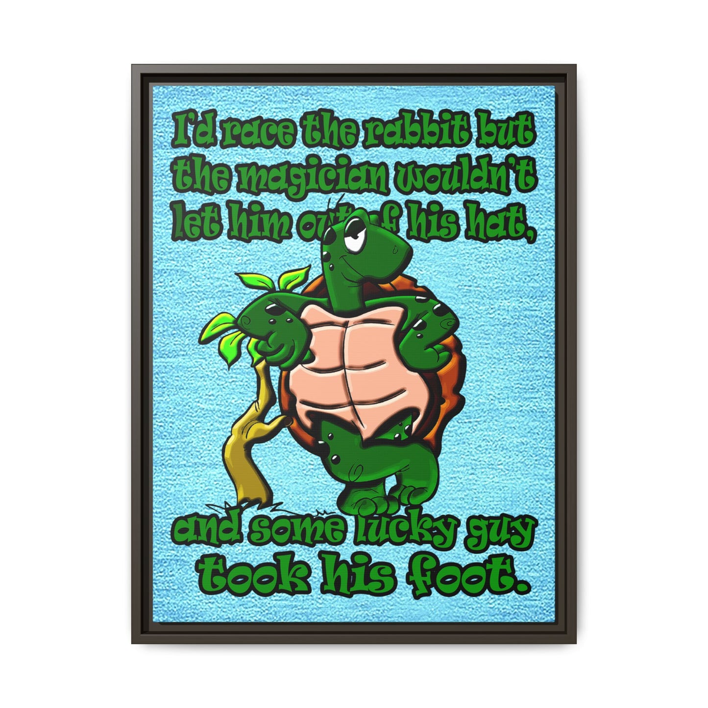 turtle race - framed canvas art (faded blue)