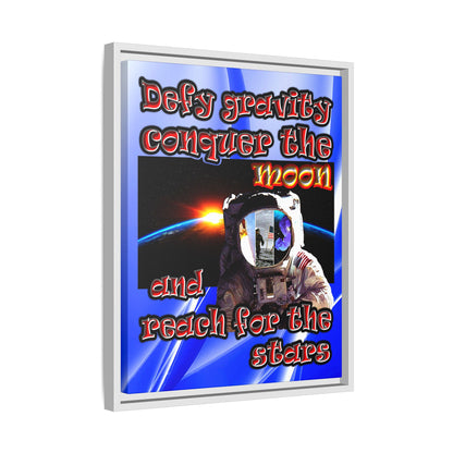defy conquer reach - framed canvas art (blue-white wave)