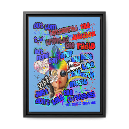drop the beat - framed canvas art (light blue)