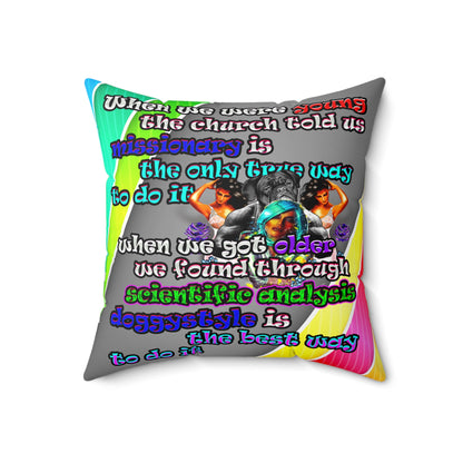 doggystyle - Spun Polyester Square Pillow - (rainbow split)